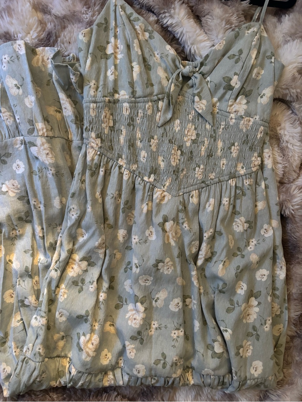 Altar’d State Sage Green Floral Tie-Front Smocked Maxi Dress - Picture 4 of 4